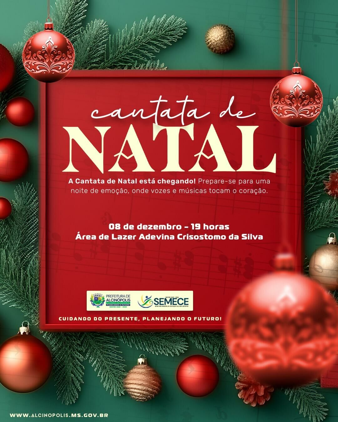 Imagem de compartilhamento para o artigo Prefeito Weliton Guimarães convida população para a Cantata de Natal em Alcinópolis no dia 8 de dezembro da MS Todo dia